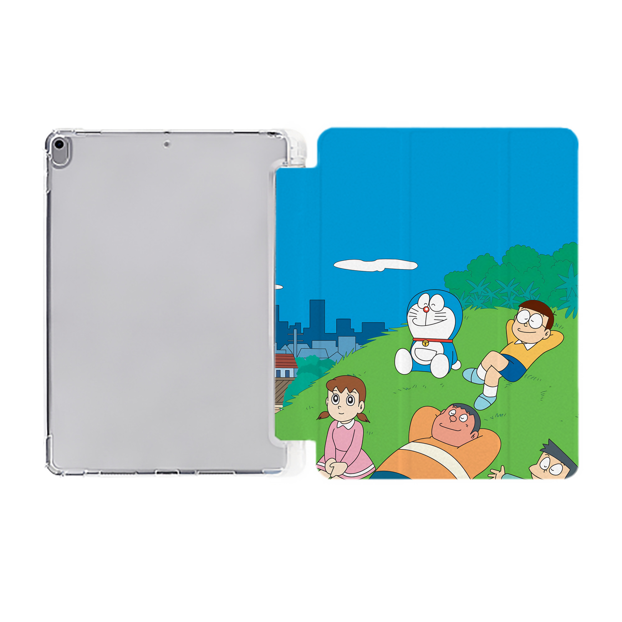 （画像用） ドラえもん Doraemon IPad ケース ペン収納付き 三つ折りスタンド PUレザー×シリコン 対応機種9.5/10.5/10.9インチ